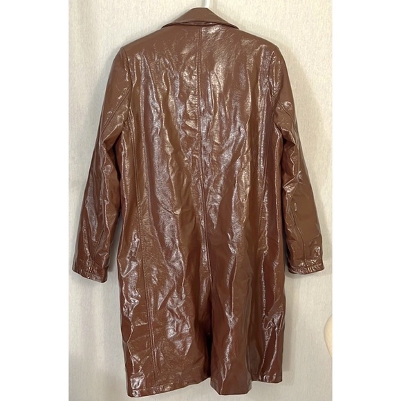 NWOT Forever 21 brown faux patent leather coat L - Picture 5 of 6